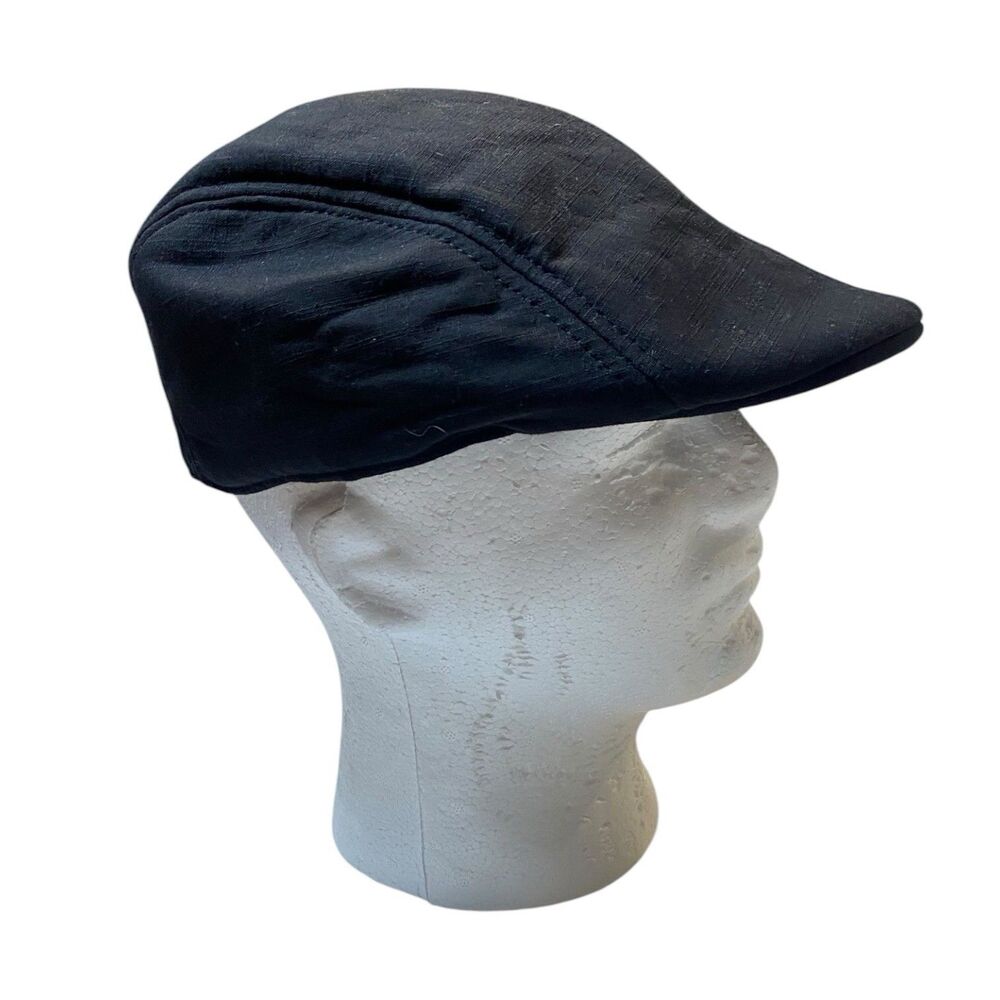 Vintage Kangol Black Hat Logo Newsboy Cabbie Flat Cap Kangaroo Logo Small-Medium - Picture 3 of 10
